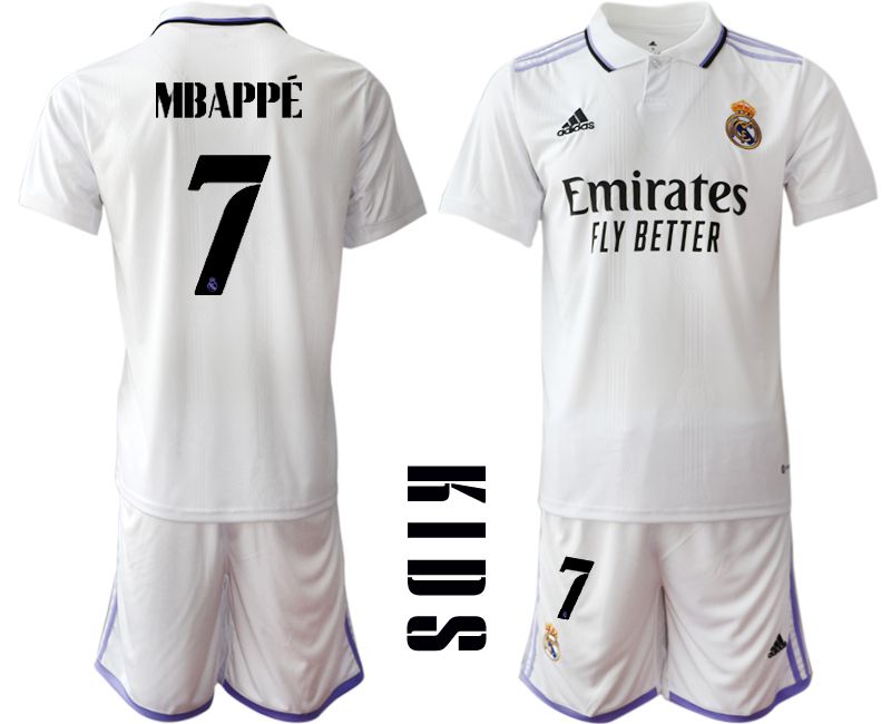 Youth 2022-2023 Club Real Madrid home white #7 Soccer Jersey1